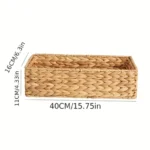 Large Storage Rattan Kitchen Fruit Bowls Mushroom Rattan Laundry Plant Wicker Baskets Flower Bin Desk Rectangle Travel 15in - Image 2