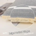 Boho Decor Black and White Bed Couch Sofa Pillow Cover Decorative Throw Pillows Grey Striped Lumbar Pillow Cover with Tassels - Image 6