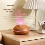 Fire Flame Wood Grain Aroma Diffuser - Soothing Mist & Style - Image 3