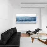 Large Ocean Beach Flowers Seascape Original Textured Painting On Canvas White Blue Sea Wave Wall Art Home Decor Art For Bedroom - Image 4