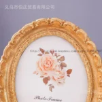Chic 7-Inch Gold Floral Resin Oval Frame for Timeless Memories - Image 4