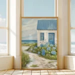 Blue Coastal Beach Sailboat Hydrangea Posters Prints Landscape Canvas Painting Wall Art Pictures Living Room Home Decor Cuadros - Image 4
