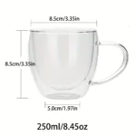 1pc 250ml Premium Double-Walled Borosilicate Glass Coffee Mug with Handle Perfect for Family, Christmas Birthday Party - Image 6