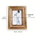 European Gold Lace Resin Photo Frame 4x6 Inch Dual Display Horizontal/Vertical Ornate Home Decor with Decorative Border - Image 2