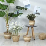 Straw Weaving Flower Plant Pot Basket Grass Planter Basket Indoor Outdoor Flower Pot Cover Plant Containers for Plantable Plants - Image 6