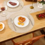 Set of 6 Round Placemats and Coasters Braided Woven Place Mats Washable Heat Resistant Table Mats and Coasters for Dining Table - Image 6