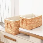 1Pcs Wicker Basket Nautral Seagrass Storage Box Basket Woven Rectangular Bins Container Rattan Storage Kitchen Organizer - Image 5