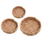 Rattan Wicker Basket Handwoven Fruit Tea Snack Bread Basket Cosmetic Round Storage Box Water Hyacinth Tray Jewelry Dish - Image 2