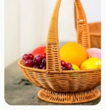 Outdoor Picnic Fruit Hand Basket Tall Rattan Simple Home Shopping Decoration Storage Woven Gift Basket Rattan Basket - Image 4
