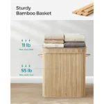 Laundry Hamper with Lid, Bamboo Laundry Basket, Removable Machine Washable Laundry Basket, with Handles - Image 4