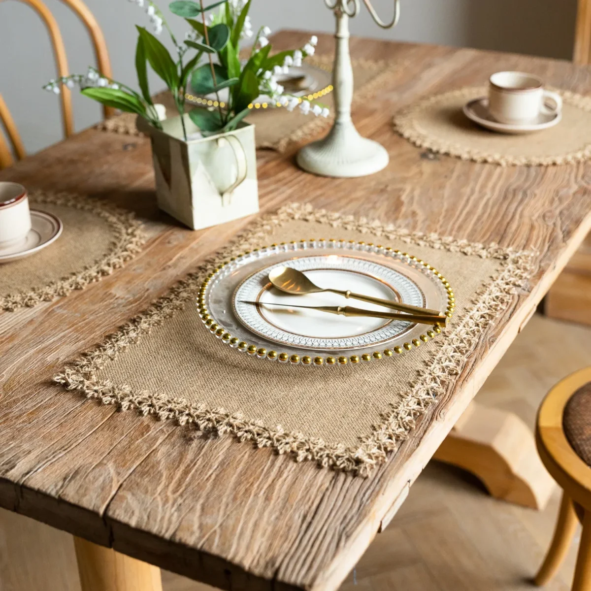 2 PCS Braided Placemats Heat Resistant Jute Table Mats Farmhouse Woven Fabric Natural Place Mats for Decorations Indoor Outdoor - Image 5