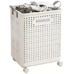 Folding Dirty Clothes Basket with Wheels Movable Laundry Hamper Storage Baskets Bathroom Large Capacity Dirty Clothes Basket - Image 5