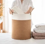 50L Woven Laundry Basket, Cotton Rope Storage Hamper Bucket For Dirty Clothes,Toys ,Blankets in Bathroom,Baby Room,Living Room - Image 2
