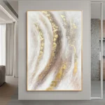 Elegant Handmade Acrylic Oil Painting with Golden Foil Accents - Image 4