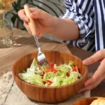 Acacia Wooden Fruit Salad Bowl, Japanese Style Rice Bowl, Single Wooden Ramadan Tableware, Utensils for Kitchen, Wood Soup Bowls