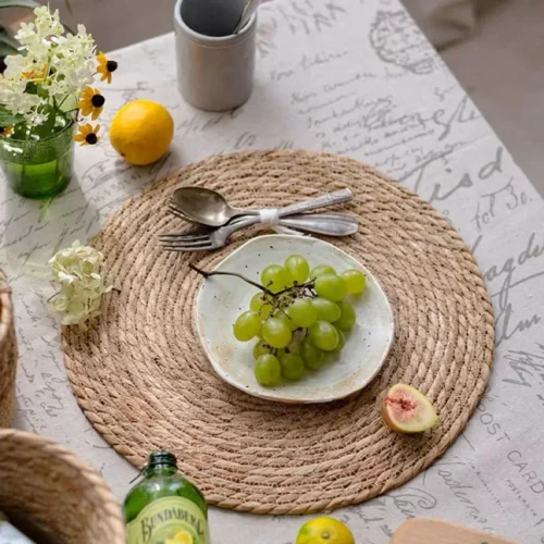 Pot Mats Handwoven Rattan Placemat Round Heat Insulation Mat Natural Grass Woven Table Mats for Dining Home Wedding Decor