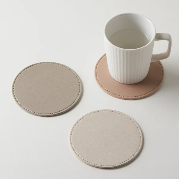 Stylish Inmos Faux Leather Coasters for Chic Home Decor