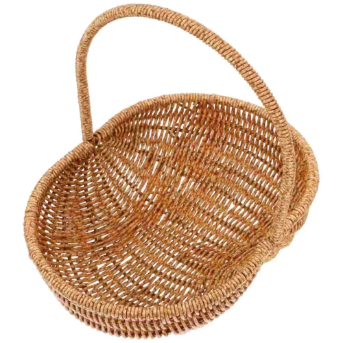 Portable Picnic Basket Woven Baskets Fruits Vegetable Shopping Handmade Container ganization Bins Home Storage