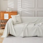 Luxurious Beige Chenille Sofa Cover - Stylish & Cozy Protection - Image 2