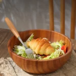 Acacia Wooden Fruit Salad Bowl, Japanese Style Rice Bowl, Single Wooden Ramadan Tableware, Utensils for Kitchen, Wood Soup Bowls - Image 2