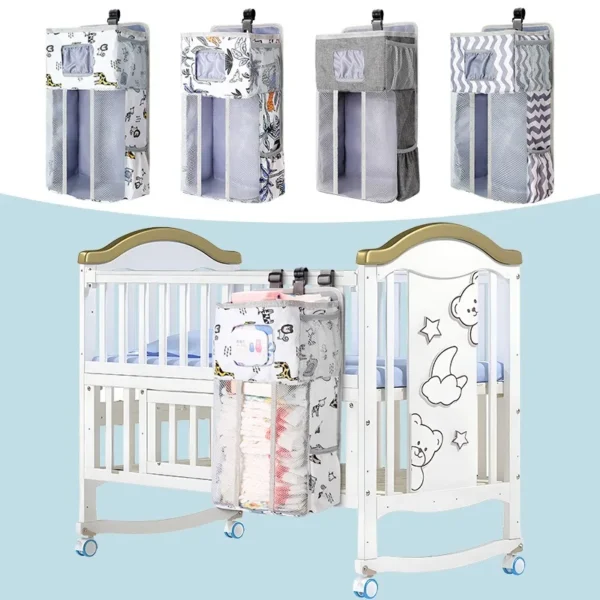 New Hanging Diaper Caddy Organizer Baby Newborn Bed Storage Organizer Crib Hanging Storage Bag Toy Organizer Baby Bedding Diaper