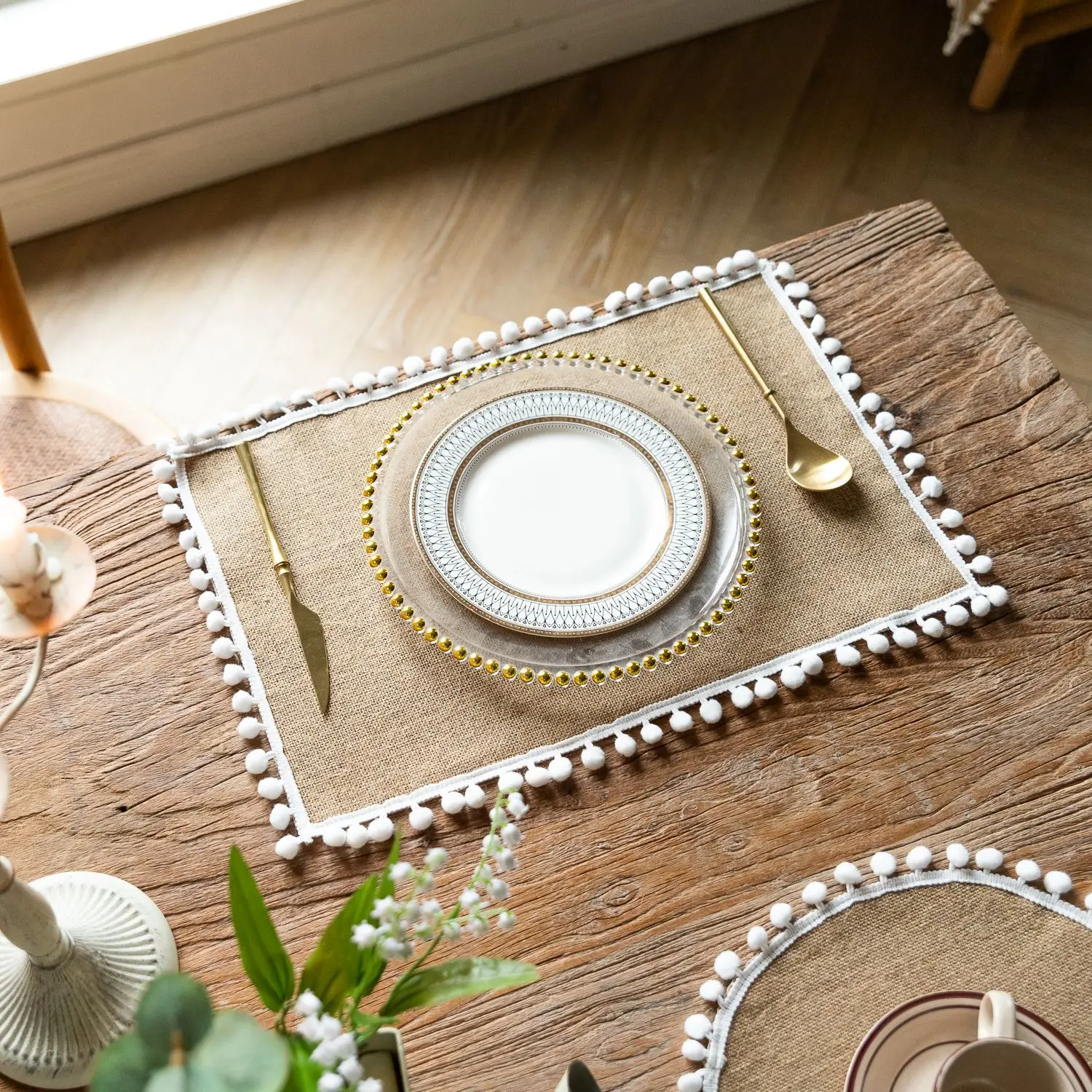 2 PCS Braided Placemats Heat Resistant Jute Table Mats Farmhouse Woven Fabric Natural Place Mats for Decorations Indoor Outdoor 34 kf S20440cfa88b1457baf6af44d07fc4c68D