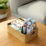 Retro Rural Style Rattan Rectangle Storage Basket with Handles Can Store Clothes, Towels, Snacks, Room clutter,3Sizes - Image 4