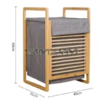 Laundry Basket Home Large Dirty Laundry Basket Bamboo Fabric With Cover Design Breathable Storage Basket For Dirty Clothes - Image 2