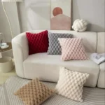 1pcs Pineapple Grid Turtle Pattern 3D Soft Plush Throw Pillowcase,Cream White For Living Room Sofa Bedroom Home Room Decor - Image 2