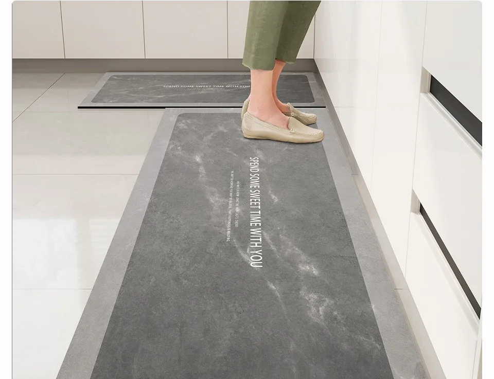 Kitchen Pvc Mat Waterproof PVC Leather Carpet Non-slip Oil-proof Home Decoration Foot Mats Long Anti-slip Area Rugs Household 11 kf