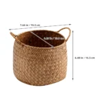 Storage Baskets Woven Sundries Small Japanese Flower Wicker Cute Organizers Brown with Handles Shopping - Image 6