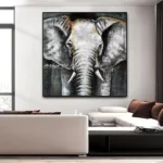 Whimsical Handpainted Elephant Canvas Art for Kids’ Spaces