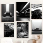 Stunning Black & White Luxury Car Canvas Art for Modern Homes - Image 2