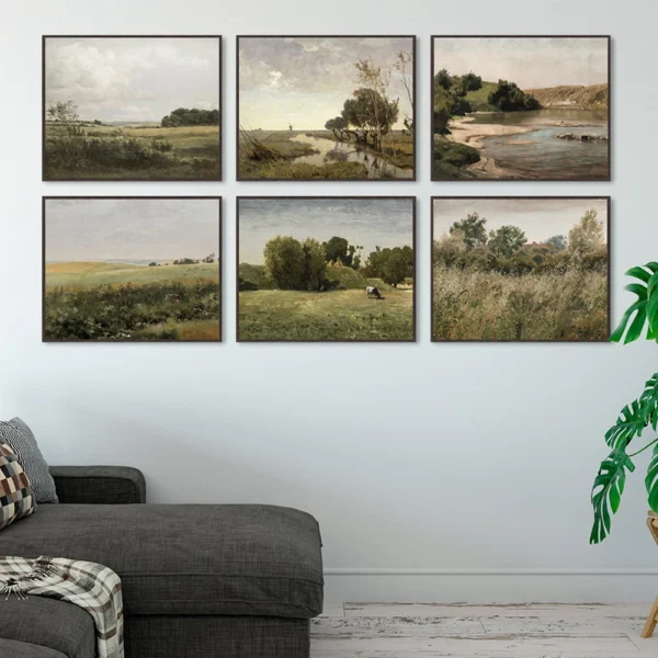 Countryside Nature Landscape Oil Painting Canvas Prints Farmhouse Wall Art Pictures Rural Scenery Poster Living Room Home Decor