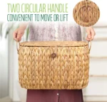Toilet Paper Storage, Water Hyacinth Baskets with Lid, Toilet Paper Baskets for Storage Holder 6 Rolls, Papers Basket with Built - Image 3