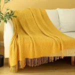 Cozy Textured Throw Blanket in Green & Tan - Chic Home Accent - Image 6