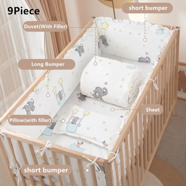 6/9Pcs Elephant Crib Baby Bedding Set Cotton Crib Bumper Baby Cot Sets Newborns juego de cama 120*60/120*70Cm