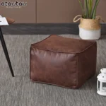 OTAUTAU Faux Leather Bean Bag Ottoman Footstool Cover Without Filler Lazy Beanbag Pouf Bench Door Floor Seat Stool Futon JD002 - Image 3