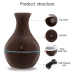 Elegant 7-Color LED Wood Grain Aromatherapy Diffuser Vase - Image 6