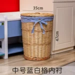 Basket Dirty Clothes Rattan Storage with Lid Dirty Clothes Basket Debris Storage Medium Multi Large Purpose Storage Basket - Image 6