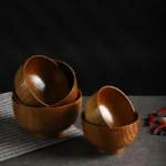 Japanese Style Wooden Bowl Jujube Wooden Bowl Round Large Soup Bowl Creative Children's Rice Bowl Tableware - Image 3