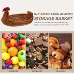 Rattan Storage Basket Woven Natural Baskets for Gifts Empty Snacks Party Fruit Food Holder Decor - Image 4