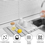 Stone Drying Mat Foldable Stone Dish Drying Mat Nonslip Stone Drying Pad Reusable Dish Drainer Mat Stone Kitchen Drying Mat - Image 2