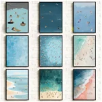 Whimsical Coastal Canvas Art - Cartoon Beach Vibes for Home