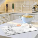 Elegant White Marble Microfiber Dish Drying Mat - 18 x24 - Image 6