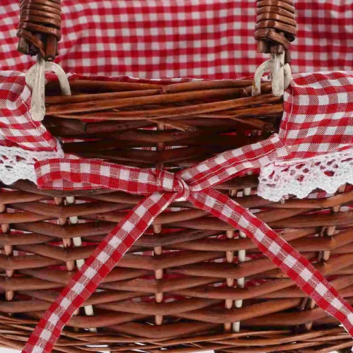 Pcs Large Vintage Red Wicker Picnic Basket With Handle Lid Scalloped Rattan Storage Baskets Foldable Market Collapsible Set For