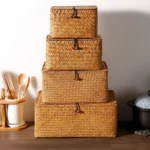 Handmade Seagrass Woven Storage Box Seaweed Storage Finishing Basket with Lid Sundry Bath Cosmetic Towel Container mx01161829 - Image 5