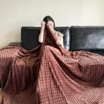 Cozy Faux Rabbit Fur Throw Blanket - Plush Plaid for Comfort - Image 4