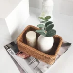 Handwoven Rectangular Rattan Wicker Basket Fruit Tea Snack Bread Picnic Cosmetic Storage Box Kitchen Supplies Household Tools - Image 5