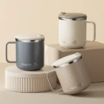 WORTHBUY Double Wall Insulated Coffee Cup Portable 304 Stainless Steel Drinking Cup Leak Proof Milk Coffee Mug With Handle&Llid - Image 2